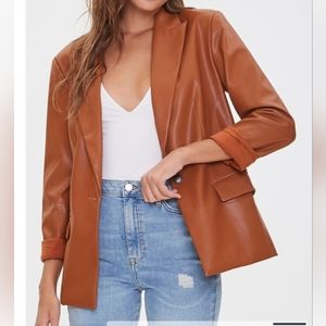 Faux Leather Blazer